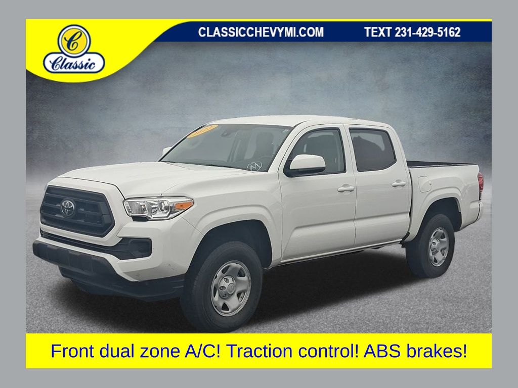 White 2022 Toyota Tacoma SR V6 Double Cab 4WD Pickup Truck Four-Wheel Drive 6-Speed Automatic