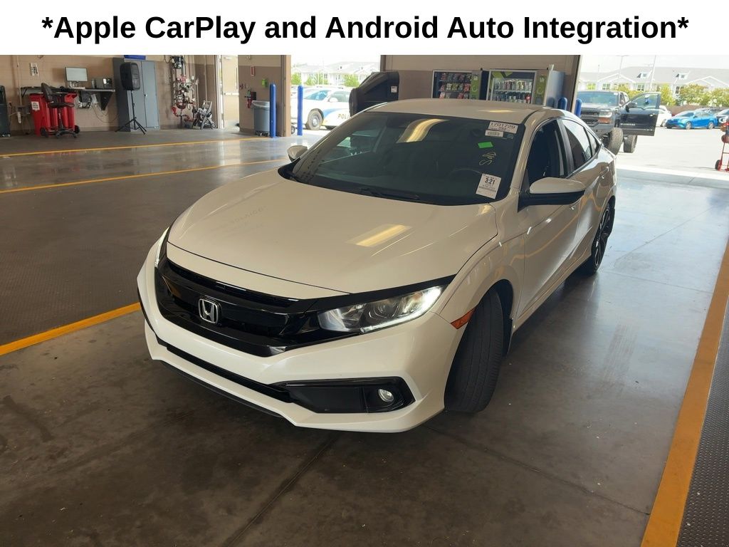 Platinum White Pearl 2021 Honda Civic Sport FWD Sedan Front-Wheel Drive Continuously Variable Transmission