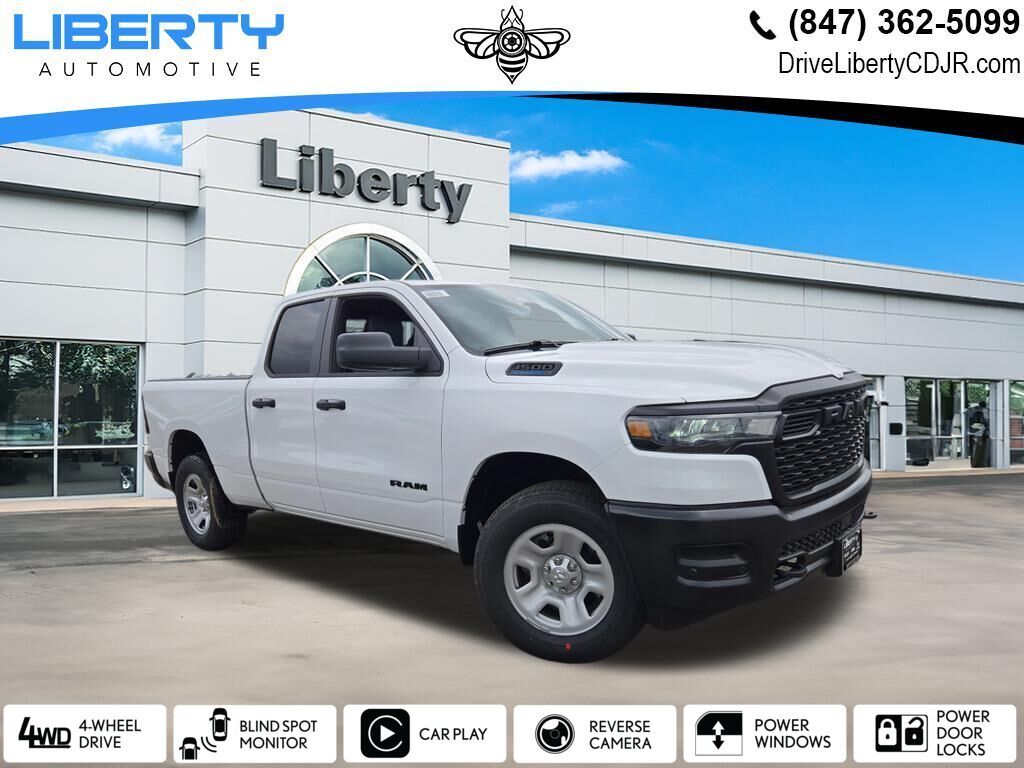 Bright White Clearcoat 2026 RAM 1500 Tradesman Quad Cab 4WD Pickup Truck Four-Wheel Drive 8-Speed Automatic