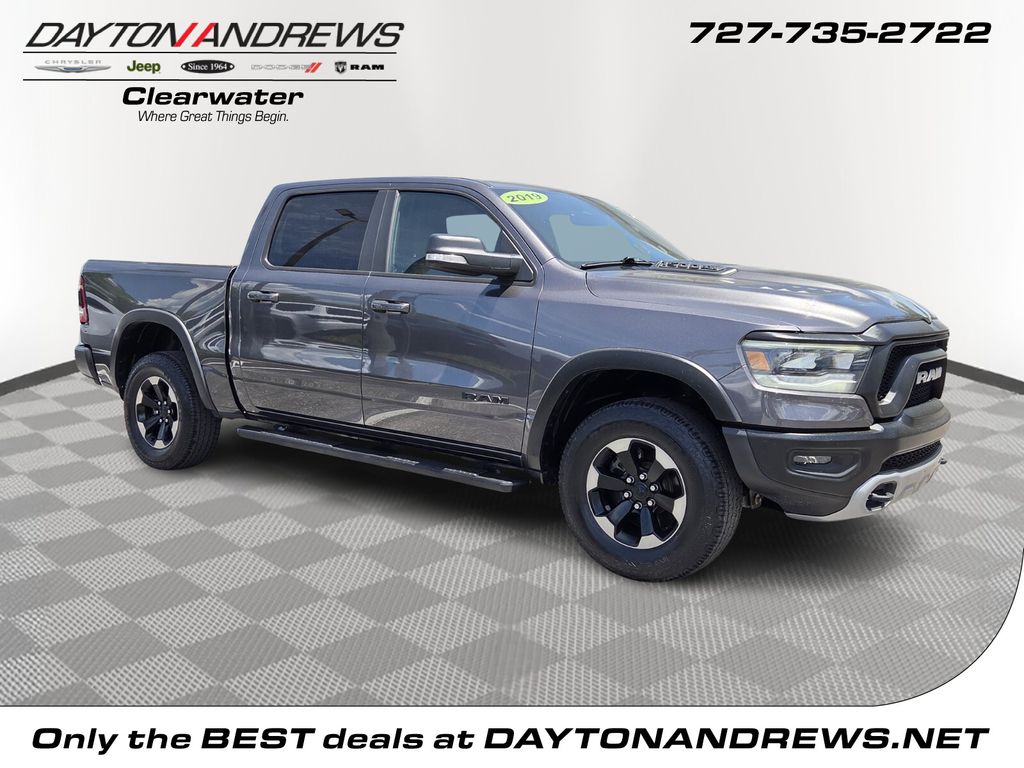 Gray (Granite Crystal Metallic Clearcoat) 2019 RAM 1500 Rebel Crew Cab 4WD Pickup Truck Four-Wheel Drive 8-Speed Automatic