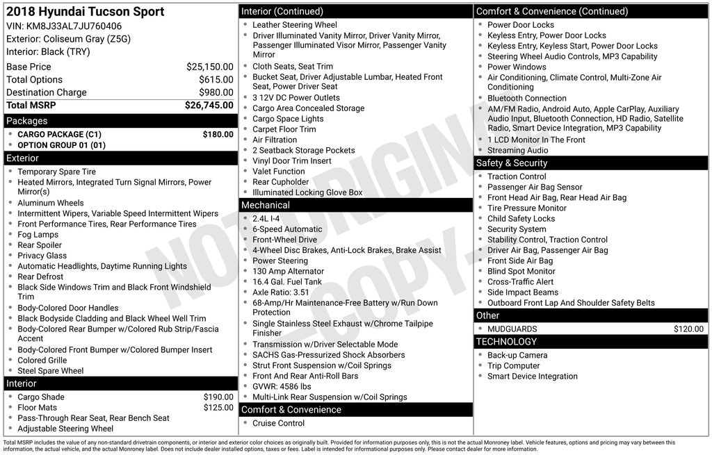 Used Car 2018 Hyundai Tucson  Sport For Sale Under $20,000 In Austin, Texas