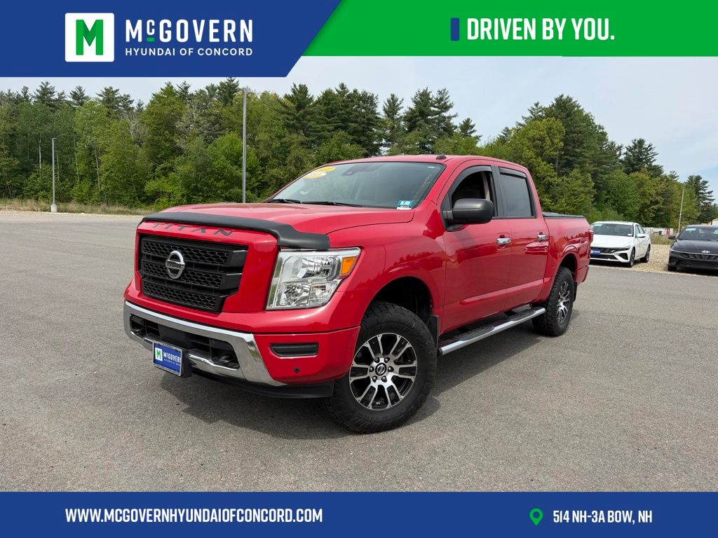 Red Alert 2021 Nissan Titan Pickup Truck Four-Wheel Drive 9-Speed Automatic