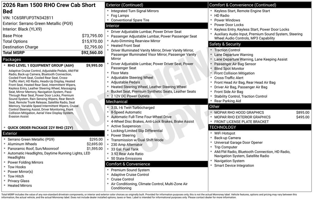 new 2026 Ram 1500 car, priced at $87,795
