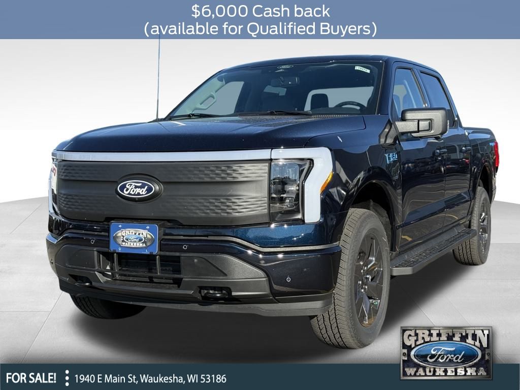 Antimatter Blue Metallic 2025 Ford F-150 Lightning Flash SuperCrew AWD Pickup Truck All-Wheel Drive Automatic