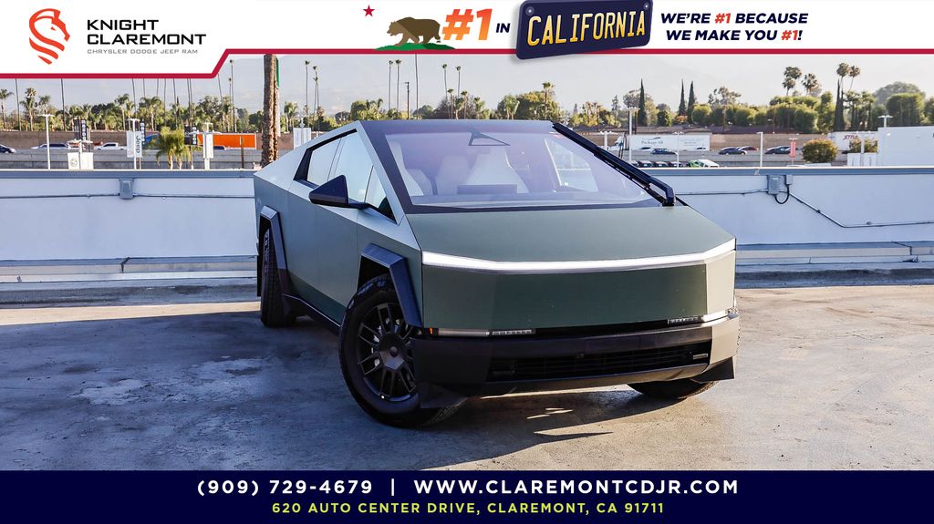 Wrapped Green 2025 Tesla Cybertruck Crew Cab AWD Pickup Truck All-Wheel Drive 1-Speed Automatic