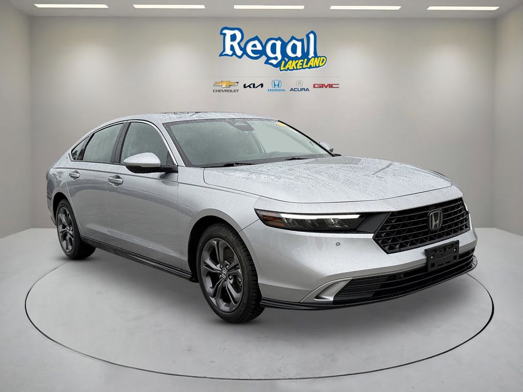 Solar Silver Metallic 2024 Honda Accord Hybrid EX-L FWD Sedan Front-Wheel Drive Continuously Variable Transmission