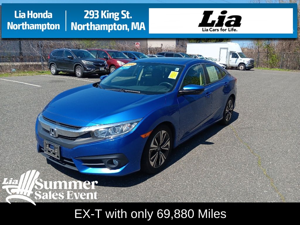 Aegean Blue Metallic 2018 Honda Civic EX-T Sedan Front-Wheel Drive Continuously Variable Transmission