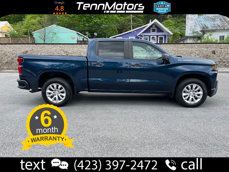 Northsky Blue Metallic 2021 Chevrolet Silverado 1500 Custom Crew Cab RWD Pickup Truck 4X2 8-Speed Automatic