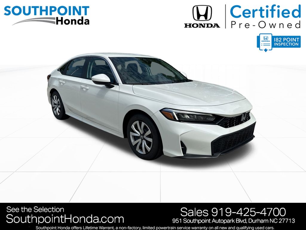 Platinum White Pearl 2026 Honda Civic Sedan Front-Wheel Drive Continuously Variable Transmission