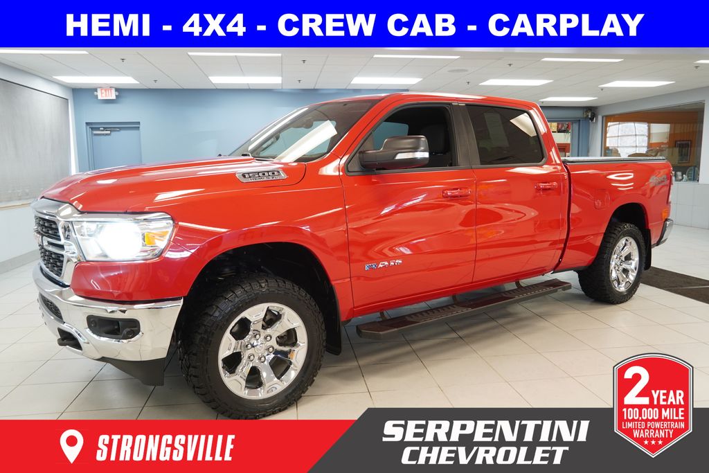 Flame Red Clearcoat 2022 RAM 1500 Big Horn Crew Cab 4WD Pickup Truck Four-Wheel Drive 8-Speed Automatic