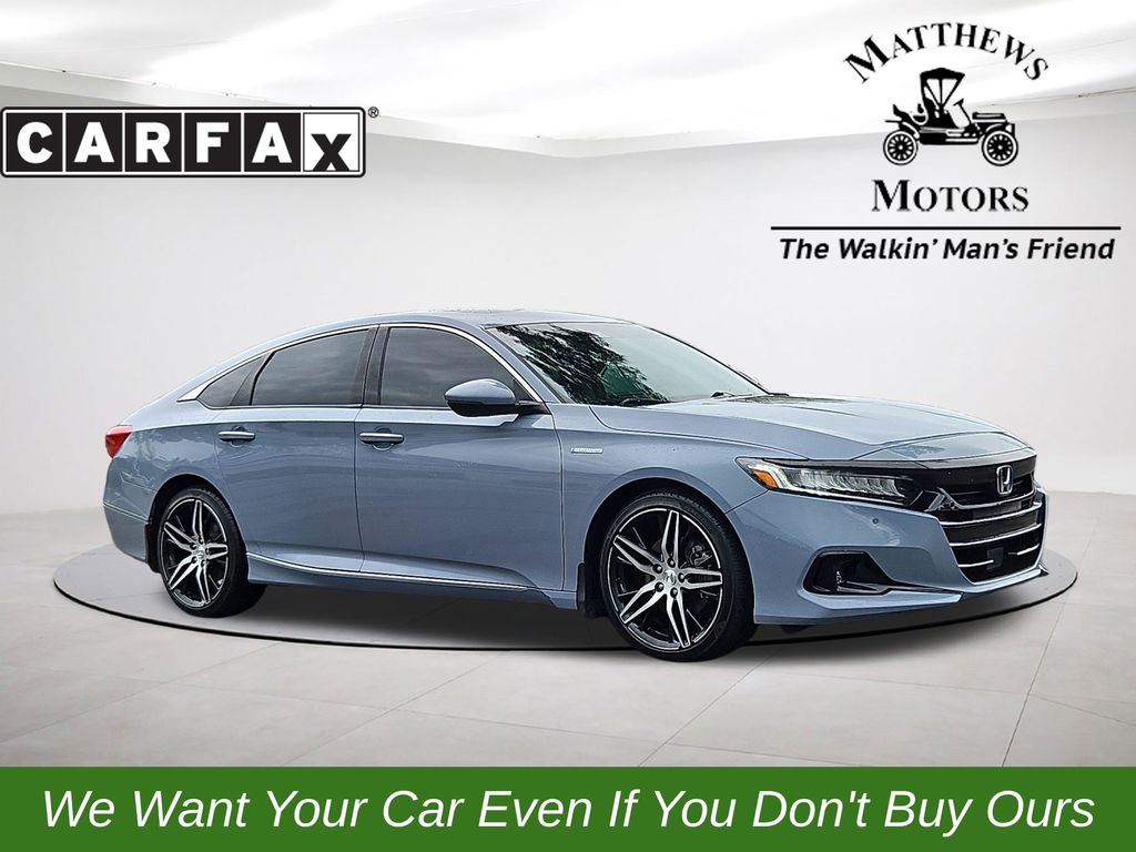 Gray 2022 Honda Accord Hybrid Touring FWD Sedan Front-Wheel Drive Continuously Variable Transmission