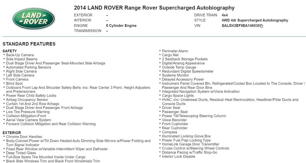 2014 Land Rover Range Rover 5.0L V8 Supercharged Autobiography 24