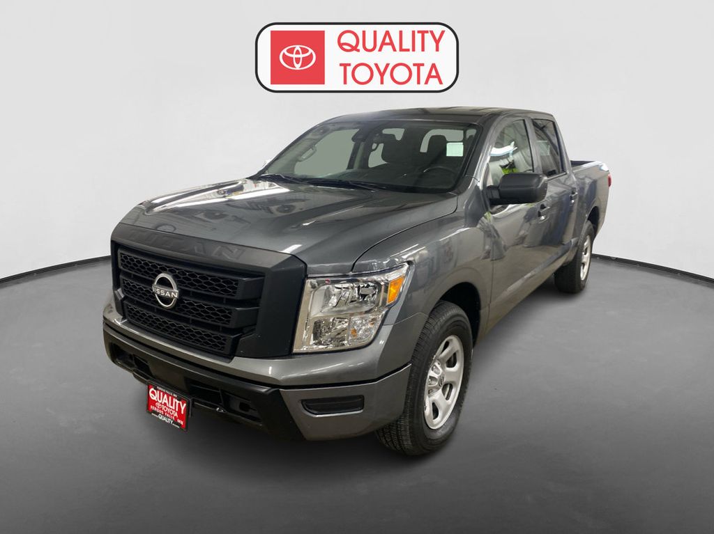 Gray (Gun Metallic) 2023 Nissan Titan Pickup Truck Four-Wheel Drive 9-Speed Automatic