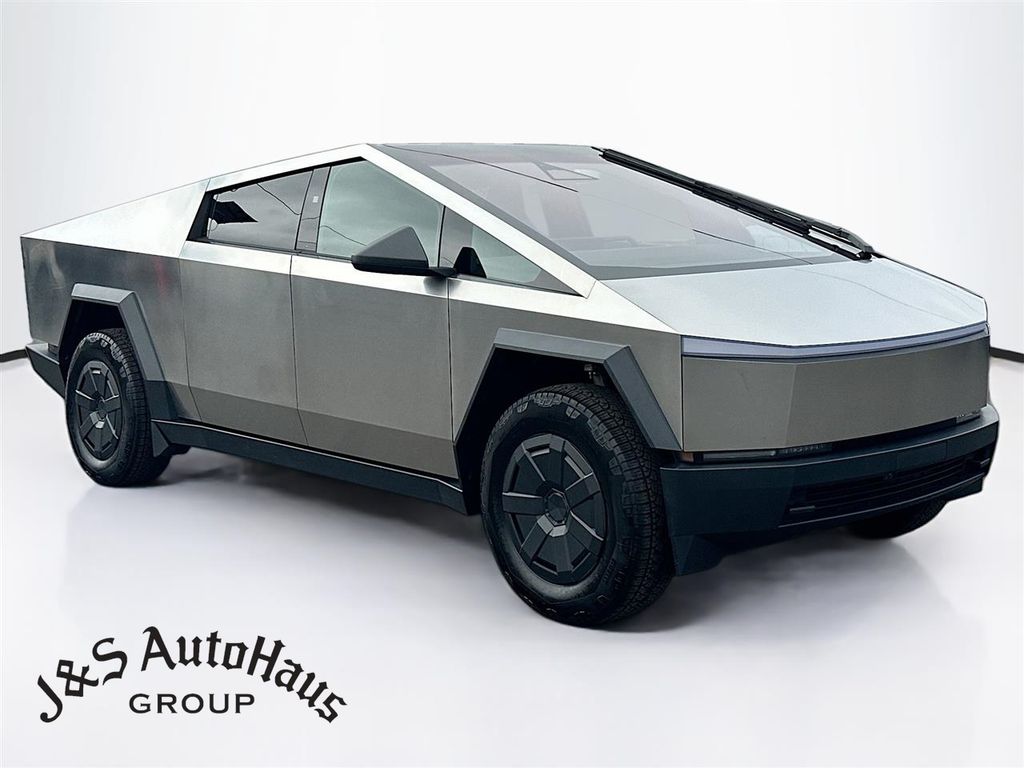 Gray (Ultra-Hard Stainless Steel) 2025 Tesla Cybertruck Crew Cab AWD Pickup Truck All-Wheel Drive 1-Speed Automatic