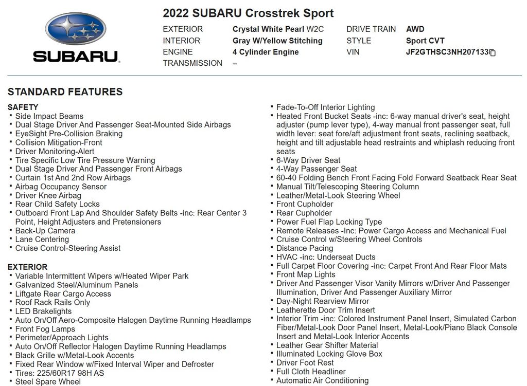 2022 Subaru Crosstrek Sport photo