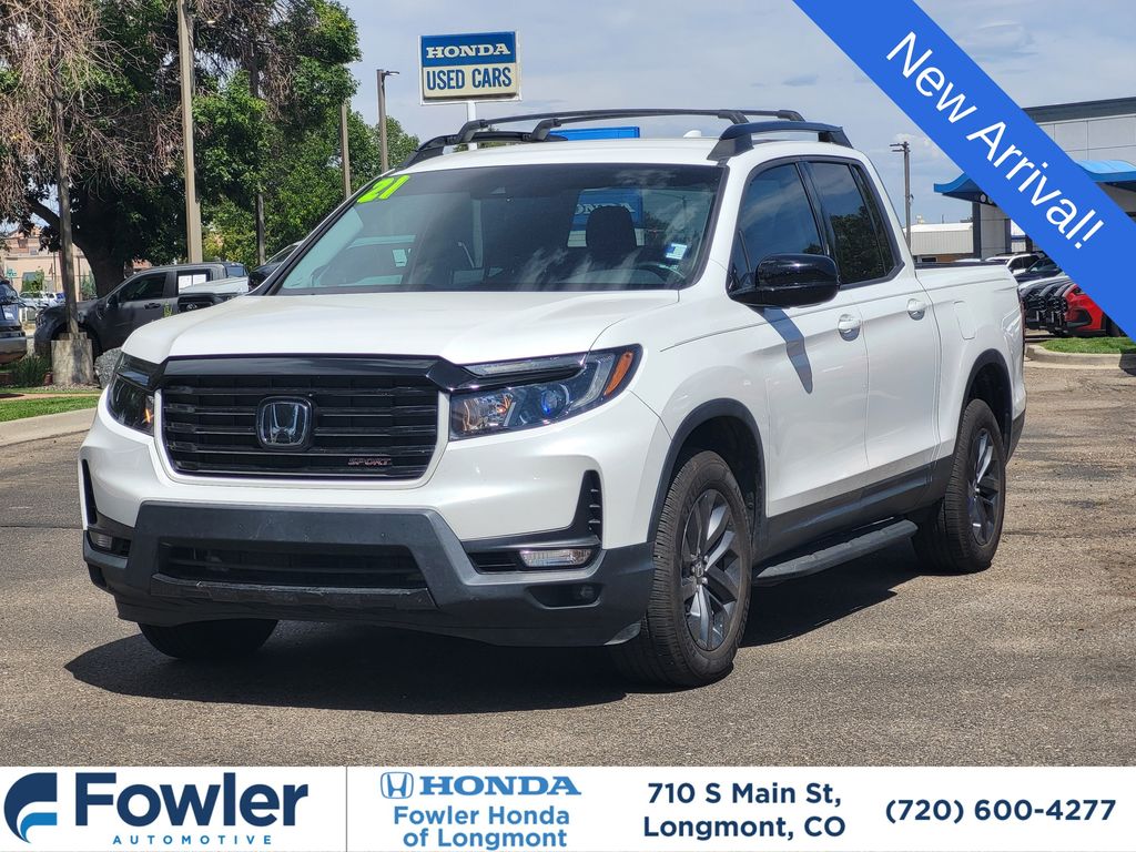 White 2021 Honda Ridgeline Pickup Truck All-Wheel Drive 9-Speed Automatic