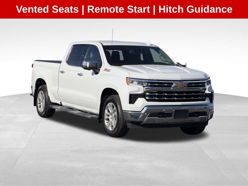 Summit White 2023 Chevrolet Silverado 1500 LTZ Crew Cab 4WD Pickup Truck Four-Wheel Drive Automatic