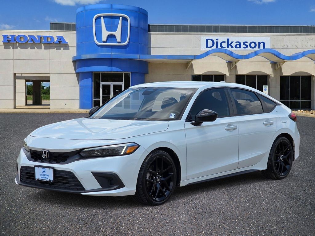 Platinum White 2024 Honda Civic Hatchback Sport FWD Hatchback Front-Wheel Drive Continuously Variable Transmission