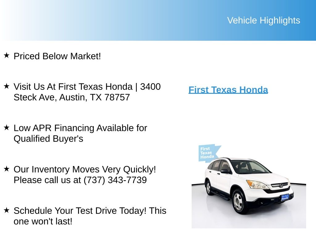 Used Car 2009 Honda Cr-v  Lx For Sale Under $10,000 In Austin, Texas