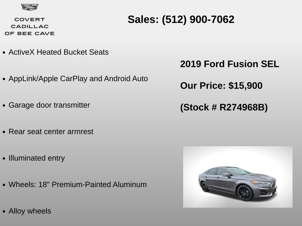 Used Car 2019 Ford Fusion  Sel For Sale Under $20,000 In Austin, Texas