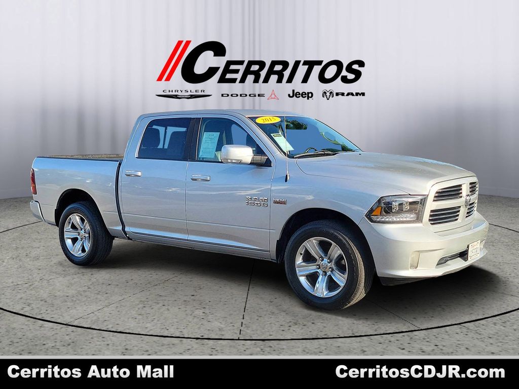 Bright Silver Clearcoat Metallic 2015 RAM 1500 Sport Crew Cab 4WD Pickup Truck Four-Wheel Drive 8-Speed Automatic