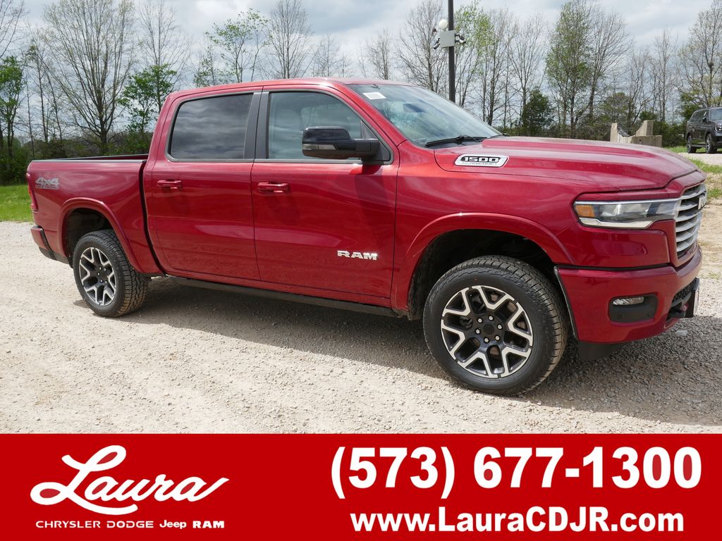 Molten Red Pearlcoat 2026 RAM 1500 Laramie Crew Cab 4WD Pickup Truck Four-Wheel Drive 8-Speed Automatic