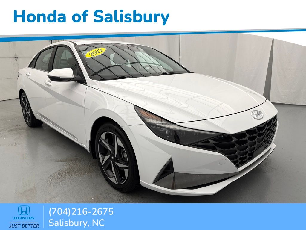 Ceramic White 2022 Hyundai Elantra Hybrid Sedan Front-Wheel Drive Continuously Variable Transmission
