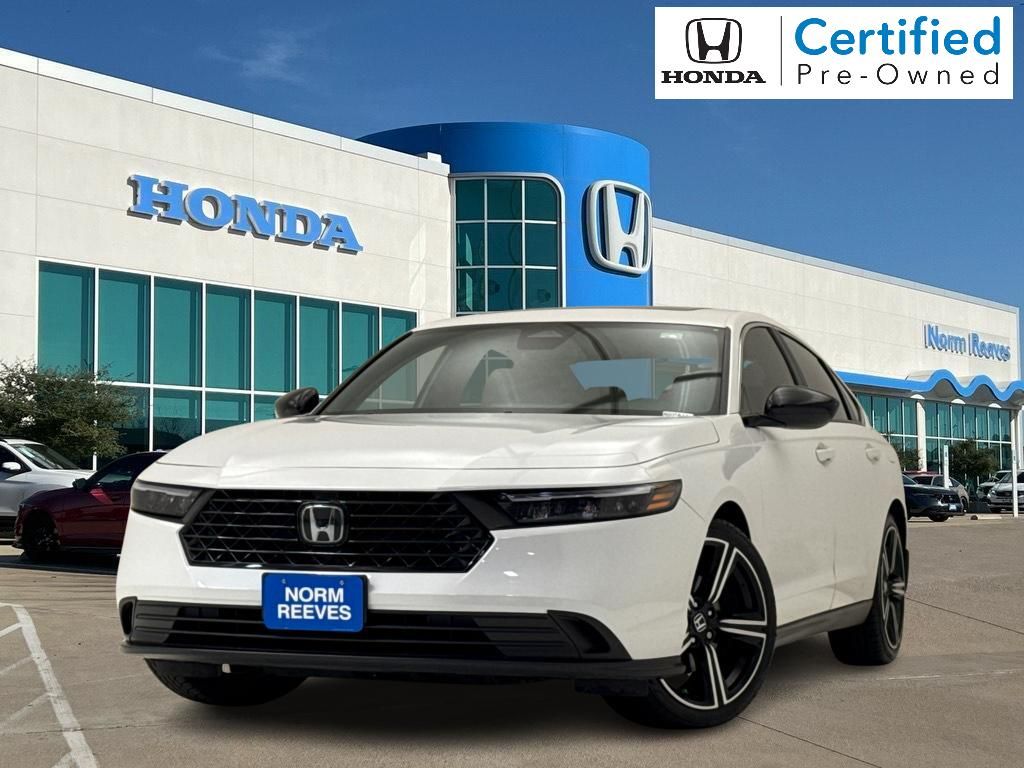 White 2024 Honda Accord Hybrid Sport FWD Sedan Front-Wheel Drive Continuously Variable Transmission