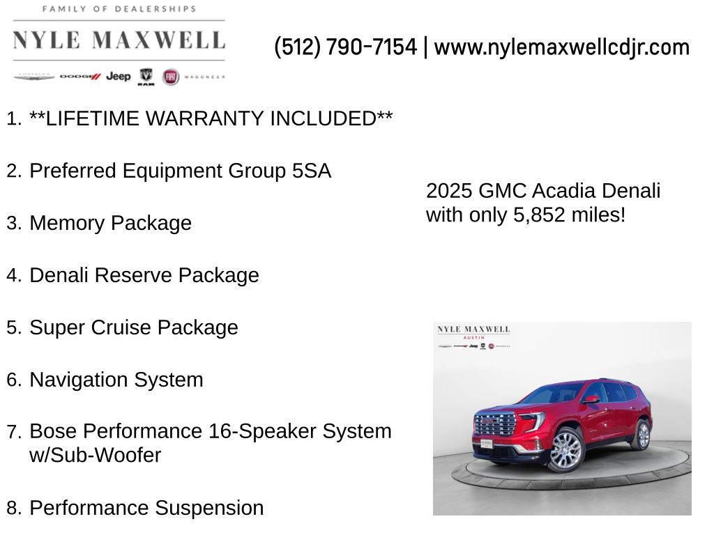 Used Car 2025 Gmc Acadia  Denali For Sale Under $60,000 In Austin, Texas