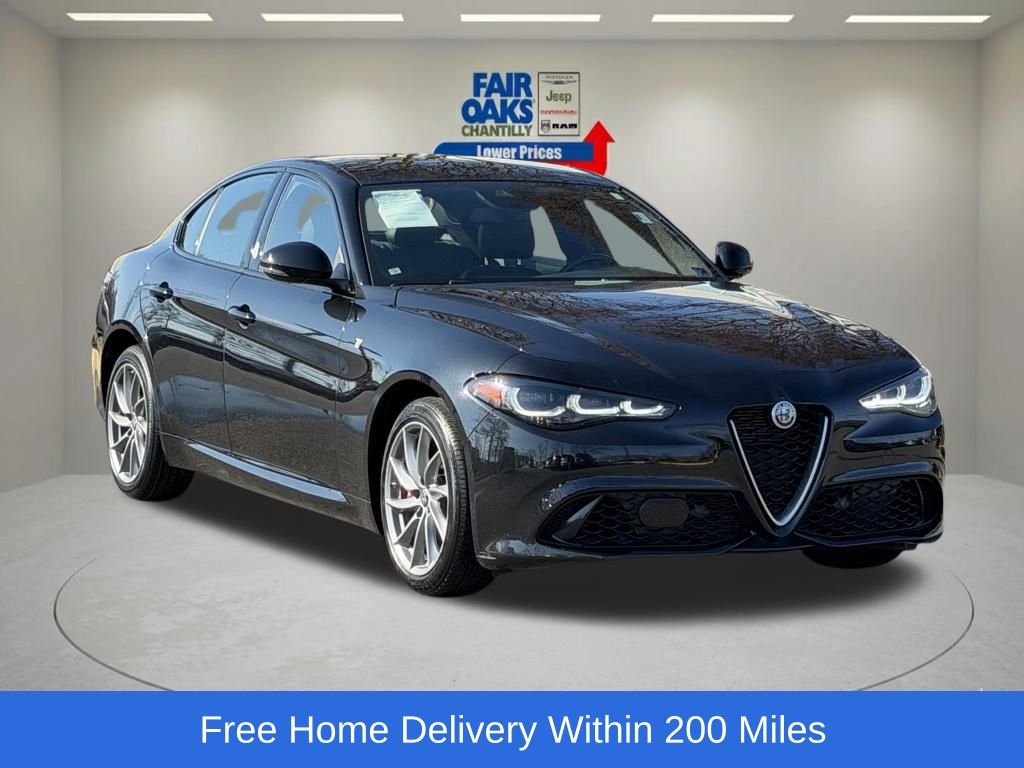 Vulcano Black Metallic 2024 Alfa Romeo Giulia Ti AWD Sedan All-Wheel Drive 8-Speed Automatic