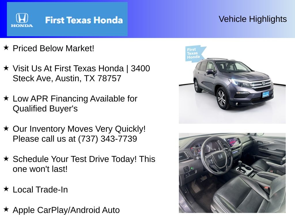 Used Car 2018 Honda Pilot  Ex-l For Sale Under $20,000 In Austin, Texas