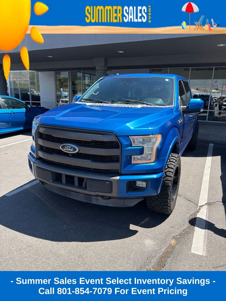 Blue 2015 Ford F-150 Pickup Truck Four-Wheel Drive 6-Speed Automatic
