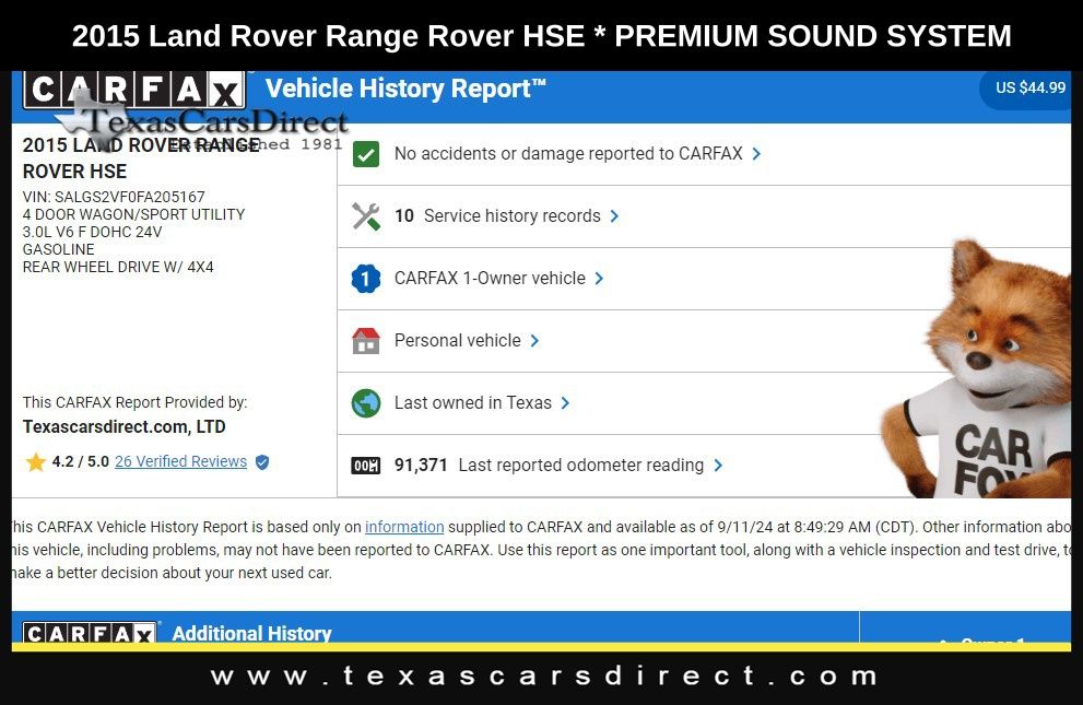 2015 Land Rover Range Rover 3.0L V6 Supercharged HSE 10