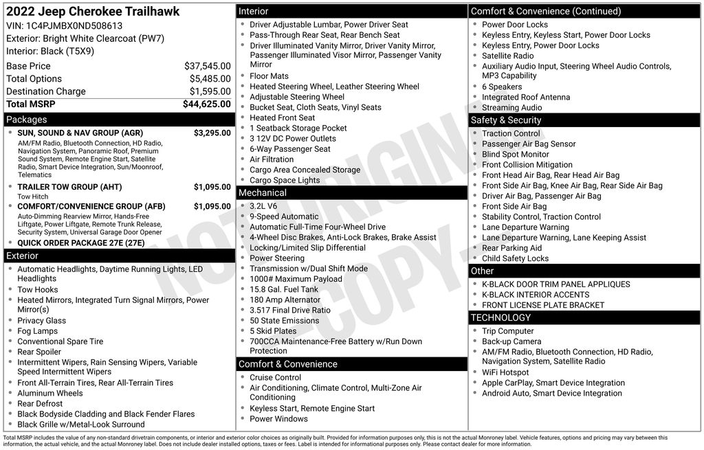 Used Car 2022 Jeep Cherokee  Trailhawk For Sale Under $25,000 In Austin, Texas