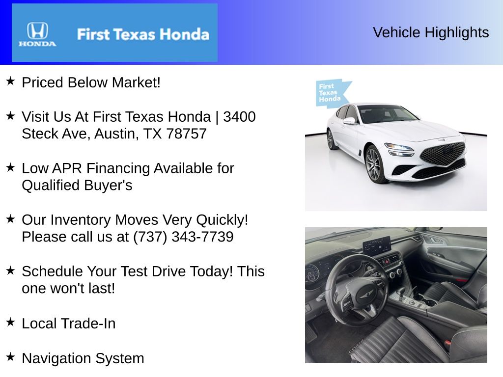 Used Car 2022 Genesis G70  3.3t For Sale Under $30,000 In Austin, Texas