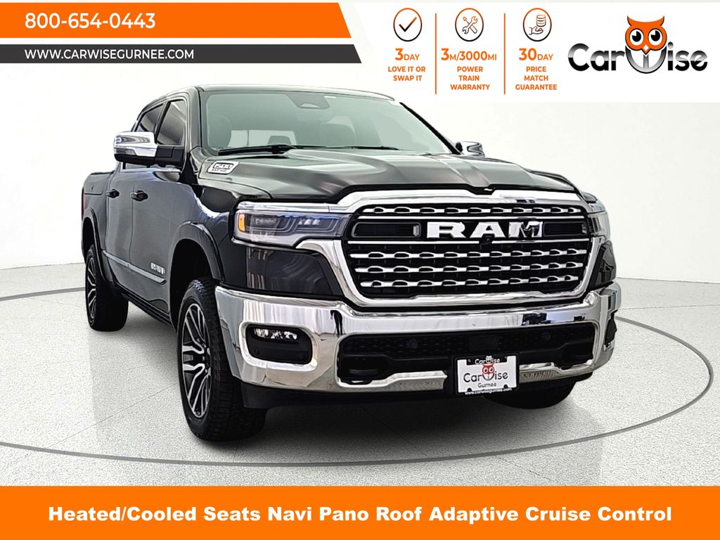 Diamond Black Crystal Pearlcoat 2025 RAM 1500 Limited Crew Cab 4WD Pickup Truck Four-Wheel Drive 8-Speed Automatic