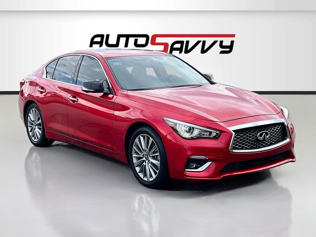 2023 INFINITI Q50 LUXE Red at AutoSavvy Houston Northwest