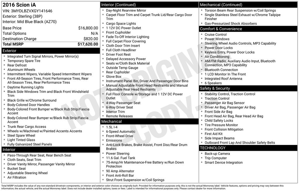 Used Car 2016 Scion Ia  Base For Sale Under $12,000 In Austin, Texas