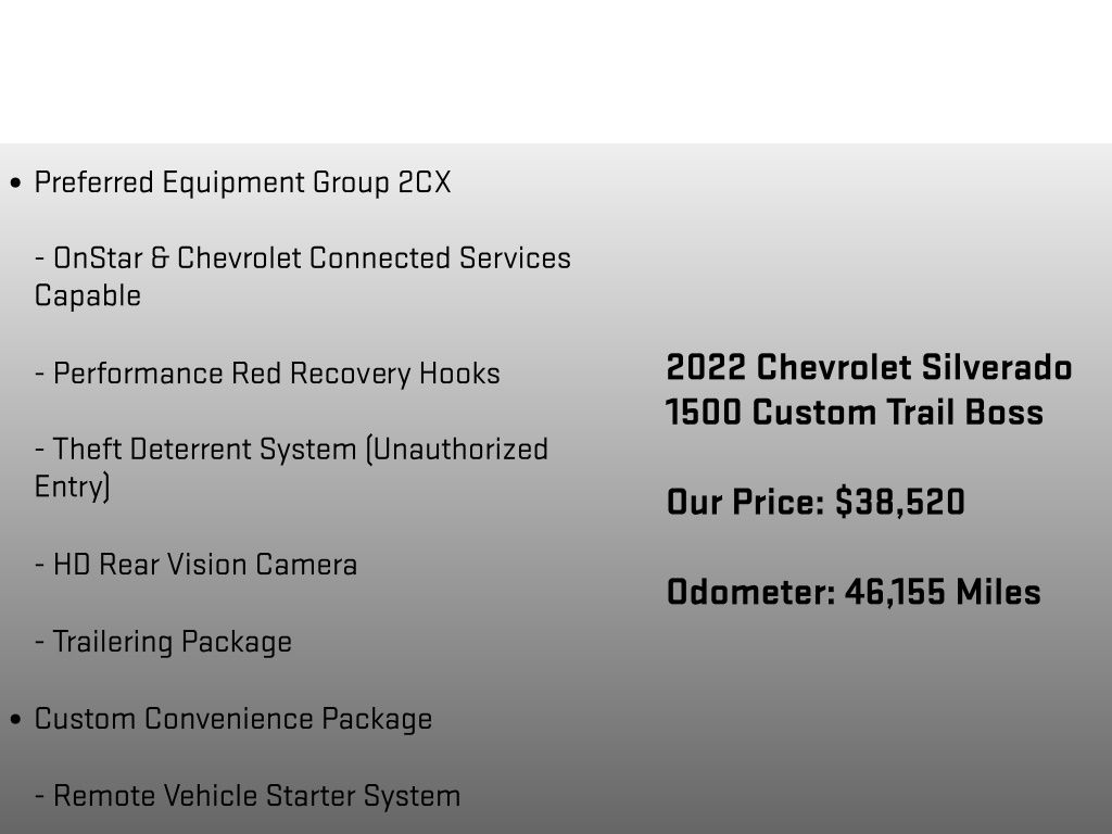 2022 Chevrolet Silverado 1500 Custom Trail Boss White at Carlisle Cadillac Buick GMC