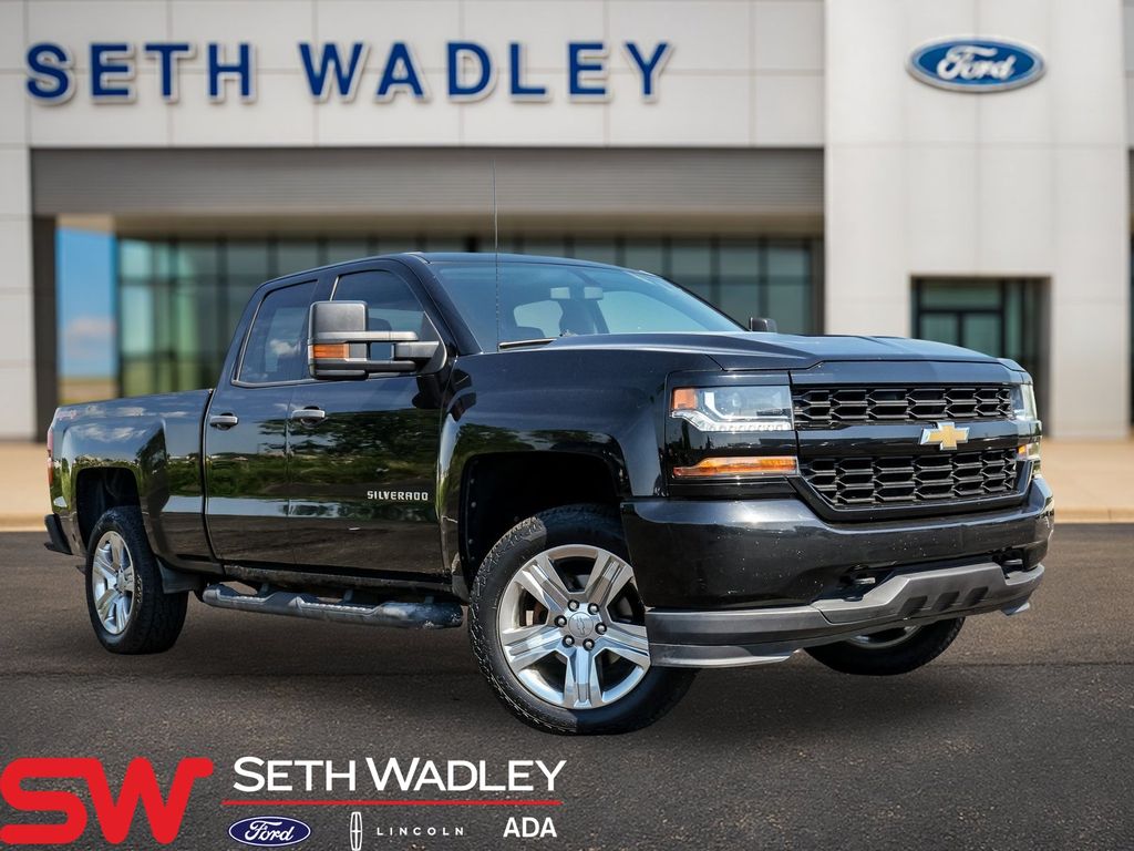 Black 2017 Chevrolet Silverado 1500 Custom Double Cab 4WD Pickup Truck Four-Wheel Drive 6-Speed Automatic Overdrive