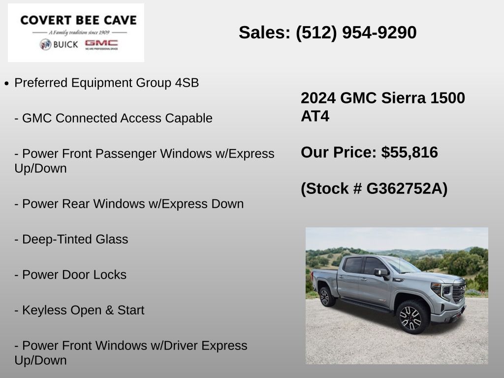 Used Car 2024 Gmc Sierra 1500  At4 For Sale Under $60,000 In Austin, Texas
