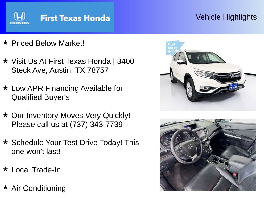 Used Car 2016 Honda Cr-v  Ex-l For Sale Under $20,000 In Austin, Texas