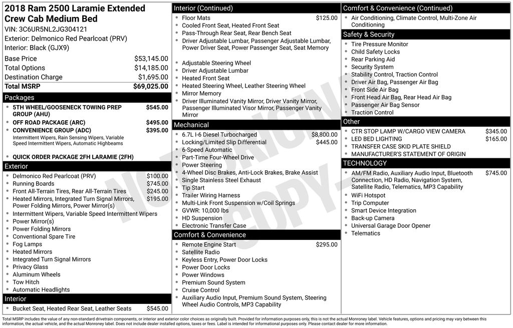 Used Car 2018 Ram 2500  Laramie For Sale Under $50,000 In Austin, Texas