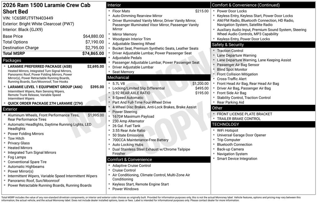 2026 Bright White Clearcoat Ram 1500 Laramie 4X4 Truck