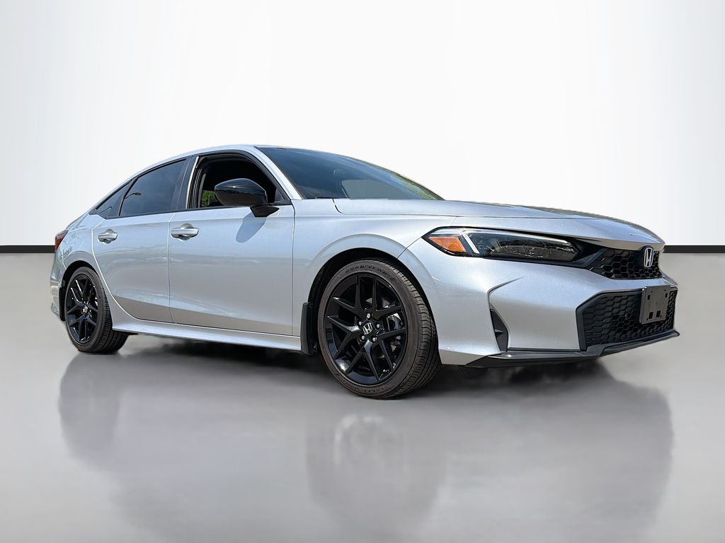 Solar Silver Metallic 2025 Honda Civic Sport FWD Sedan Front-Wheel Drive Continuously Variable Transmission