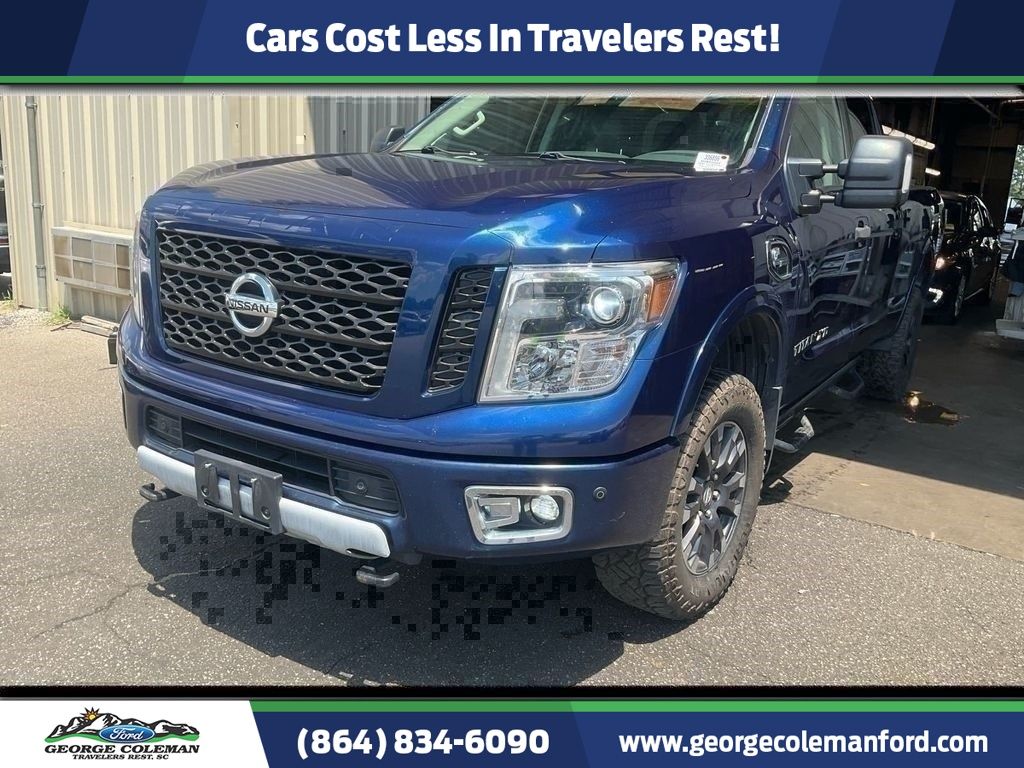 Deep Blue Pearl 2018 Nissan Titan Pickup Truck Four-Wheel Drive 6-Speed Automatic