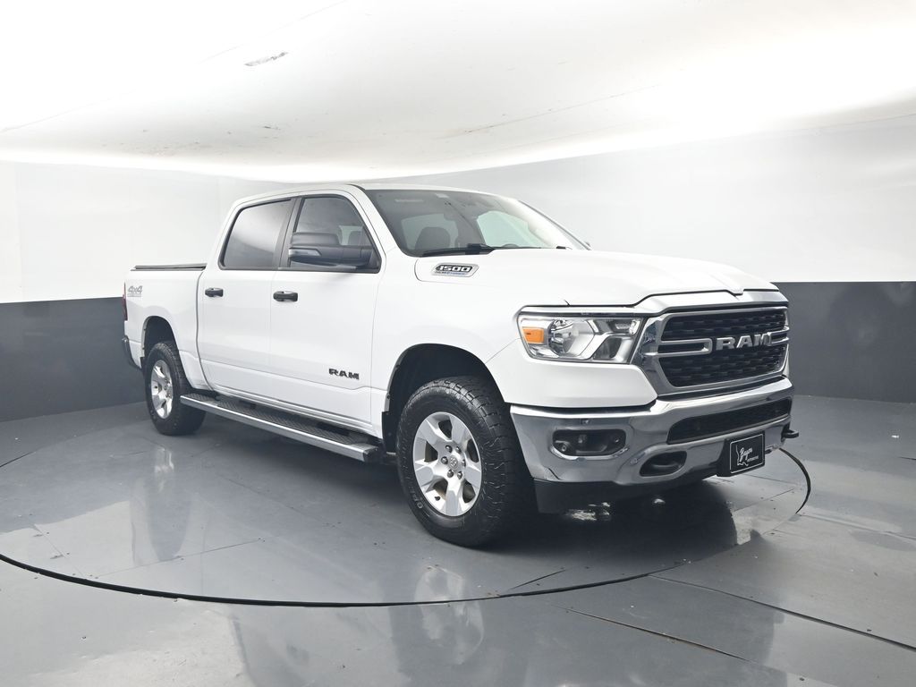 Bright White Clearcoat 2023 RAM 1500 Big Horn Crew Cab 4WD Pickup Truck Four-Wheel Drive 8-Speed Automatic