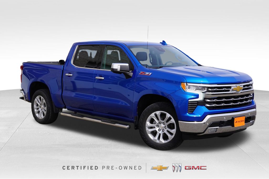Glacier Blue Metallic 2022 Chevrolet Silverado 1500 LTZ Crew Cab 4WD Pickup Truck Four-Wheel Drive Automatic