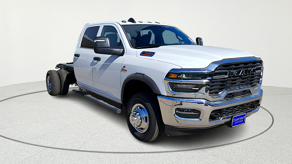 Bright White Clearcoat 2026 RAM 3500 Chassis Tradesman Crew Cab LB DRW 4WD Pickup Truck Four-Wheel Drive 8-Speed Automatic
