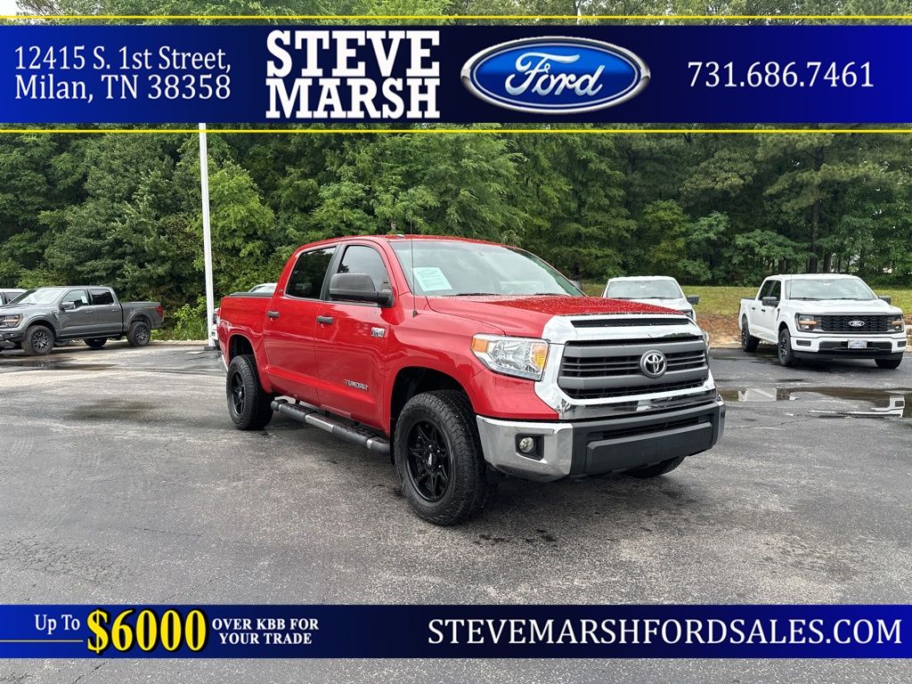 Barcelona Red Metallic 2014 Toyota Tundra SR5 CrewMax 5.7L FFV 4WD Pickup Truck Four-Wheel Drive 6-Speed Automatic Overdrive